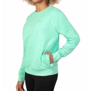 Fila Mint Green Blue Light French Terry Crewneck Pullover with Pockets S…